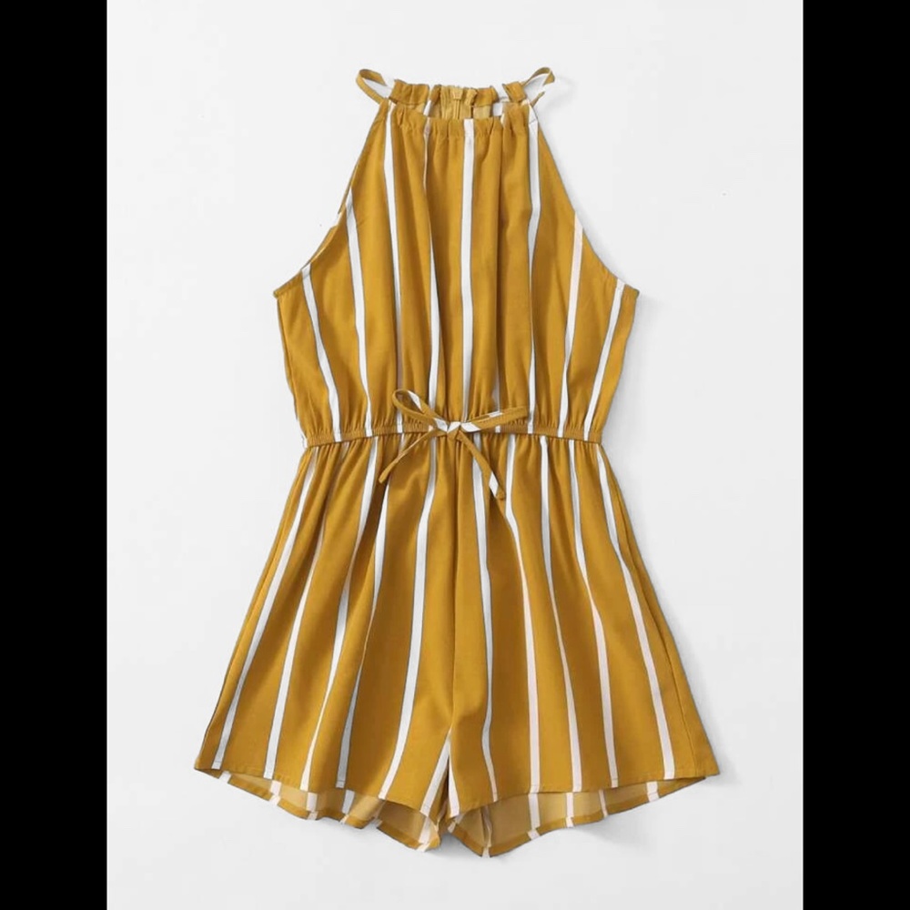 SHEIN Girls Striped Halter Romper